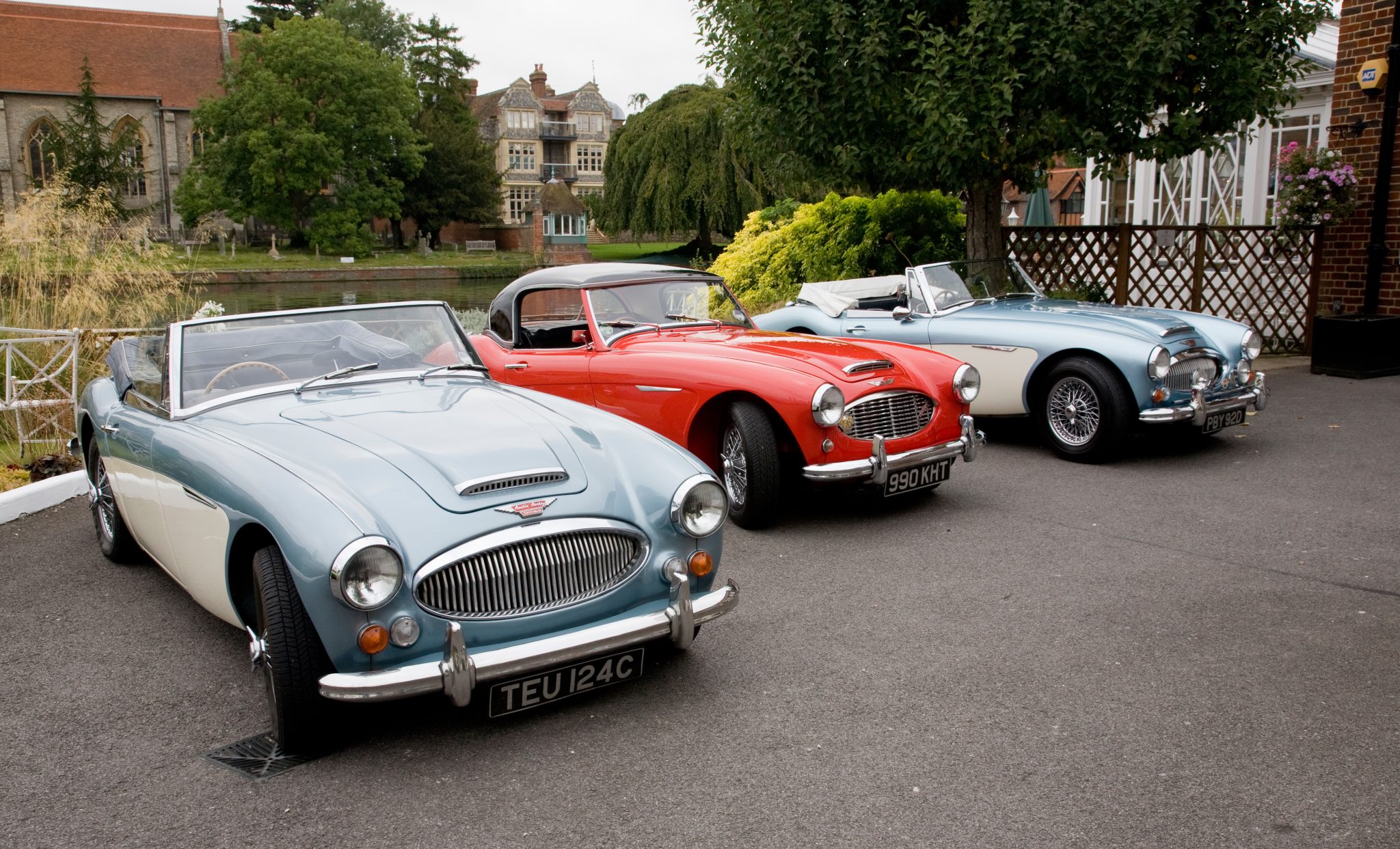 Classic cars parking a row